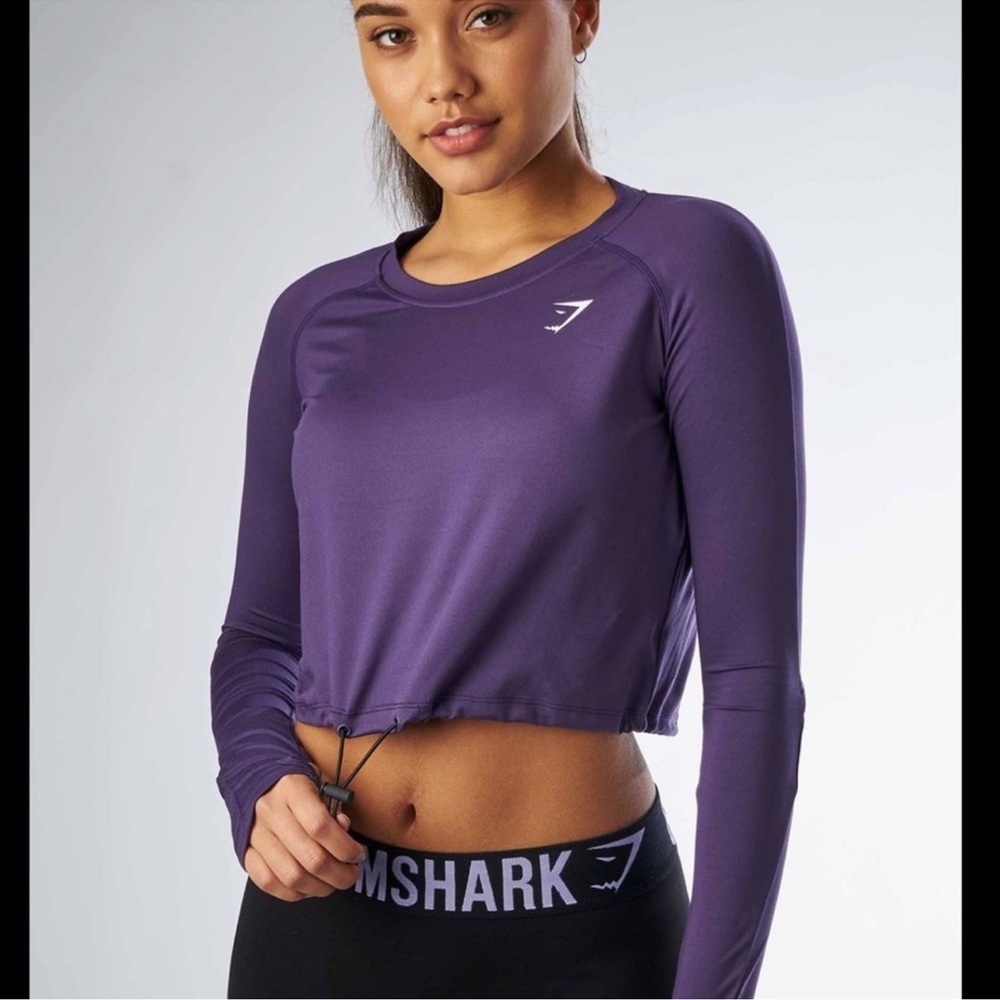 Gymshark Drawstring Cords Crop Top Like New Sz M - image 1